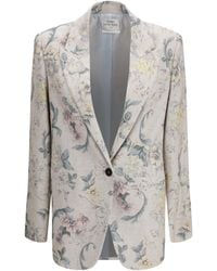 forte_forte - Peonia My Love Motif Hopsack Linen-Blend Jacket Viscose; Linen - Lyst