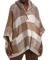 Brunello Cucinelli - Taupe Cashmere Hooded Poncho Jacket Clothing - Lyst