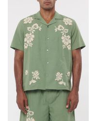BAZISZT - Chemise Toujours Imprimé Floral Allover Vert Shirt - Lyst