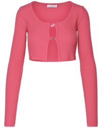 Blumarine - Fuchsia Viscose Blend Cropped Sweater - Lyst