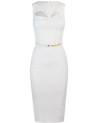 Elisabetta Franchi - Cut-Out Detailed Belted Midi Dress - Lyst