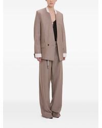 Victoria Beckham - Limestone-Colored Herringbone Virgin Wool Double-Breasted Suit - Lyst
