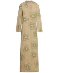 Dries Van Noten - Embroidered-pattern Round-neck Cotton Maxi Dress - Lyst
