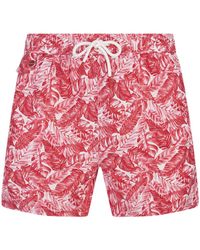 Kiton - Swim Shorts With Foliage Print - Lyst