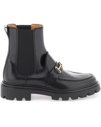 Tod's - Leather Ankle Boots With Horsebit - Lyst