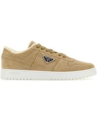 Prada - Cappuccino Suede Downtown Sneakers - Lyst