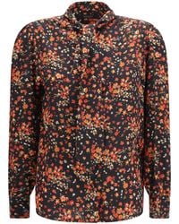 Gucci - Silk Flora Print Shirt With Neck Bow - Lyst