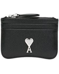 Ami Paris - Black Card Holder In Grained Leather - Lyst