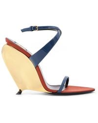 Saint Laurent Lucienne Sandal Wedges in Black | Lyst