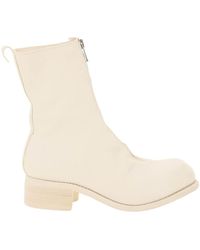 Guidi Front Zip Leather Ankle Boots - Natural