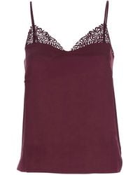 Twinset - Bordeaux Top With Thin Strap And Logo Plaque On The Back - Lyst