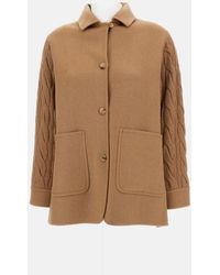 Max Mara - Tacco Camel Hair Braided Coat With Knitted Sleeves - Lyst