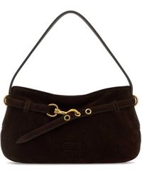 Miu Miu - Dark Brown Suede Avenue Shoulder Bag - Lyst