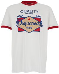 DSquared² - Crewneck T-Shirt With Maxi Logo Print On The Front - Lyst