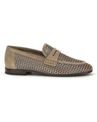 Brunello Cucinelli - Calf Leather Bos Taurus Slip-On Loafers - Lyst