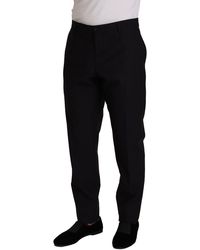 Dolce & Gabbana - Elegant Dark Wool Silk Tuxedo Trousers - Lyst