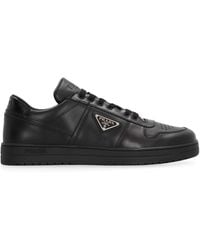 Prada - Downtown Leather Low-Top Sneakers Calfskin Trainers - Lyst