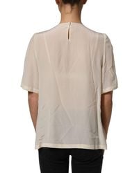 Dolce & Gabbana - White Lace Trim Bow Short Sleeves Blouse Top - Lyst