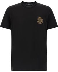 Dolce & Gabbana - Dolce & Gabbana Cotton T-Shirt With Heraldic Patch - Lyst