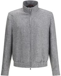 Brunello Cucinelli - Bomber Jacket Made By An Exquisite Blend Of Linen Wool And Silk - Lyst