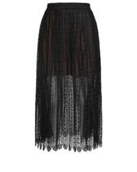 Self-Portrait - Organza Lace Midi Skirt - Lyst