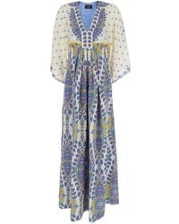 Etro - Long Dress With V Neck And All-Over Paisley Print - Lyst