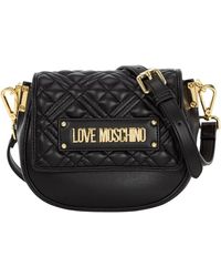 Moschino - Logo Plaque Quilted Crossbody Bag - Lyst