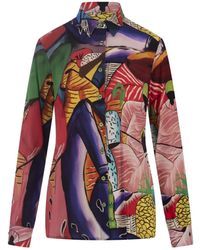 Stella Jean - Silk Blend Shirt With Mercanti Fantasy Print - Lyst