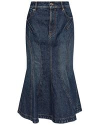 Sportmax - Casa Flared Denim Midi Skirt - Lyst