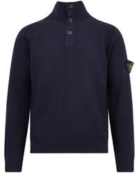 Stone Island - Certified Virgin Wool Blend Sweater - Lyst