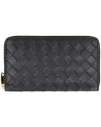 Bottega Veneta - Leather Zip-Around Wallet For - Lyst