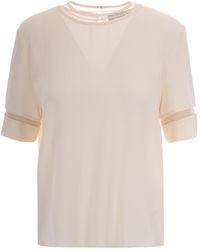 Fabiana Filippi - Sheer Short Sleeve Blouse With Cutout Detail - Lyst