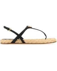Prada - Enamel Triangle-Logo Flat Sandals - Lyst