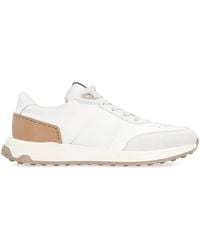 Tod's - Leather And Fabric Low-top Sneakers - Lyst