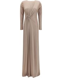 Nissa - Long Chiffon Dress With Crystal Detail Polyester - Lyst
