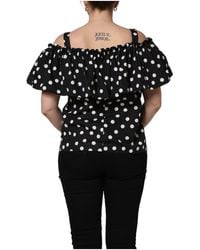Dolce & Gabbana - Black White Polka Dot Off Shoulder Top - Lyst