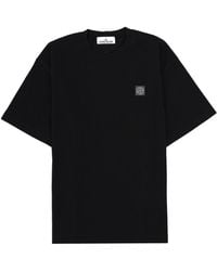 Stone Island - T-Shirt With Logo Patch Cotton T-Shirts - Lyst