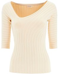 By Malene Birger - Ivena Ribbed Top With Asymmetrical Neckline - Lyst