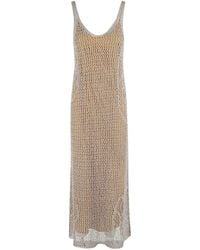 Pinko - Openwork Mesh Dress With Mermaid Skirt - Lyst
