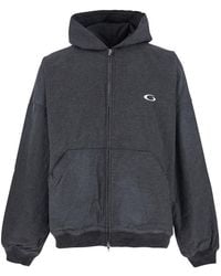Balenciaga - Sweatshirt With Fixed Hood And Logo Detail On The Front - Lyst
