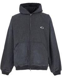 Balenciaga - Sweatshirt With Fixed Hood And Logo Detail On The Front - Lyst
