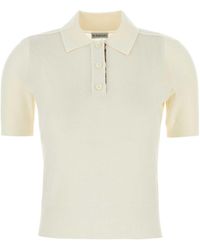 Burberry - Ivory Wool Polo Shirt - Lyst