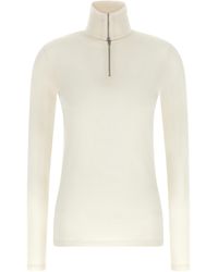 Jil Sander - Jil Sander Half-Zip Virgin Wool Blend Sweater - Lyst
