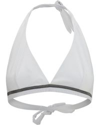 Brunello Cucinelli - Tech Jersey Bikini Top With Monili - Lyst
