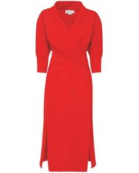 Genny Red Wrap Midi-dress