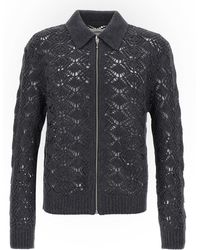 Jil Sander - Openwork Wool Cardigan Virgin Sweater, Cardigans - Lyst