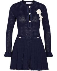Self-Portrait - Knit Crochet Flower Mini Dress - Lyst