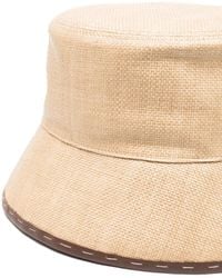 Fendi - Rafia Effect Logo Bucket Hat Accessories Beanies - Lyst