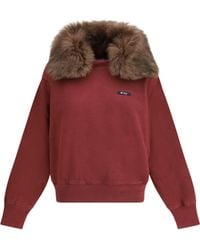 Prada - Sweatshirt With A Shearling Collar Cotton Sweatshirts - Lyst