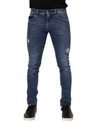 Dolce & Gabbana - Distressed Slim Jeans - Lyst